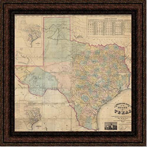 Wall Art Giant | 1858 Map Of Texas | Canvas Or Framed Print | Various Sizes