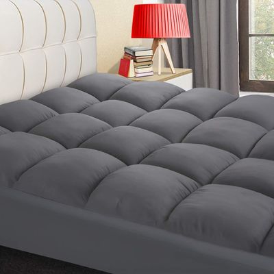 COONP Twin XL Mattress Topper, Extra Thick Pillowtop, Cooling Plush Mattress Pad Cover Bed Topper Protector with 8-21 Inch Deep Pocket (Grey, Twin XL)