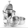 ChefQ 6qt Round Roll Top Chafing Dish Bundle - Stainless Steel Chafer With Food/Water Pan and Sectional Food Pan, Fuel Holders, Tung + Serving Spoon, Buffet Food warmer Set For catered events + Apron view 3