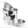 ChefQ 6qt Round Roll Top Chafing Dish Bundle - Stainless Steel Chafer With Food/Water Pan and Sectional Food Pan, Fuel Holders, Tung + Serving Spoon, Buffet Food warmer Set For catered events + Apron view 4