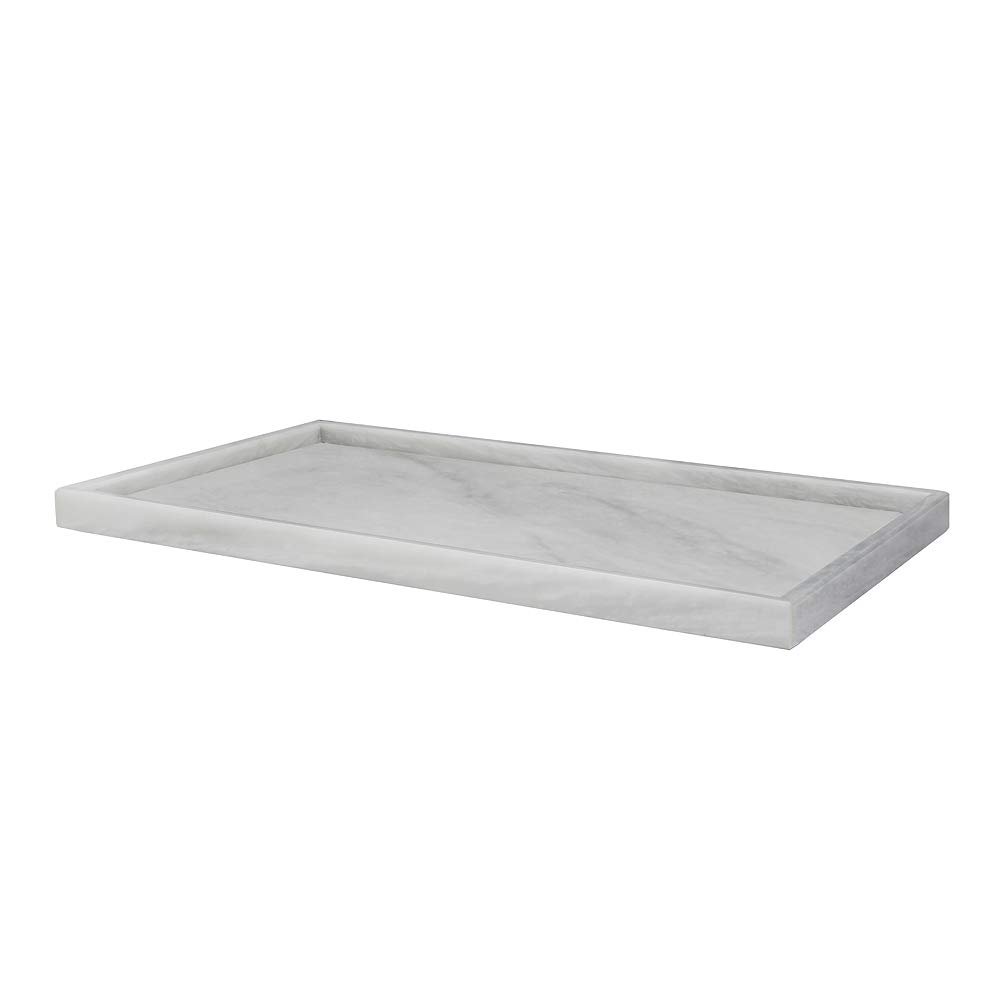 Natural Marble Stone Tray - Hand Carved, Polished Marble Bathroom Tray w/Non-Slip Rubber Pads  Compact Marble Vanity Tray in 3 Shapes - Versatile, Luxury Stone Tray for Bathroom, Kitchen & More