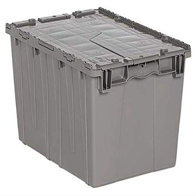 Attached Lid Container,Tote,Gray