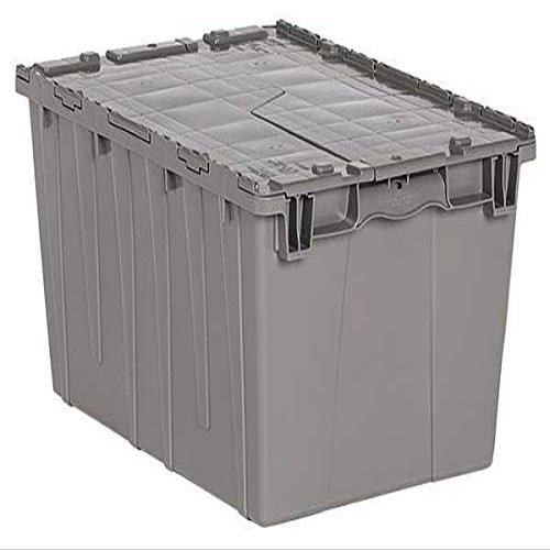 Attached Lid Container,Tote,Gray