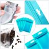 Hestya 200 Pieces Film Resealable Bags Polyester Odor Proof Bags Aluminum Foil Food Storage Metallic Flat Zipper Sealable Pouch for Small Business Candy Sample Packaging(8 x 13 cm,Blue) view 2