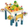 burgkidz Kids 5-in-1 Multi Activity Table Set - Building Block Table with Storage - Play Table Includes 1 Chair and 128 Pieces Compatible Large Bricks Building Blocks for Ages 2 and Up (Macaron) view 1