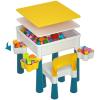 burgkidz Kids 5-in-1 Multi Activity Table Set - Building Block Table with Storage - Play Table Includes 1 Chair and 128 Pieces Compatible Large Bricks Building Blocks for Ages 2 and Up (Macaron) view 4