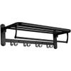 HOONEX Foldable Towel Rack for Bathroom Wall Mounted, with Towel Hooks and Adjustable Towel Bar, 304 Stainless Towel Holder, 24-Inch Bathroom Towel Shelf, Black view 1