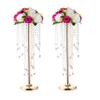 21.6in Gold Wedding Centerpieces for Table, 2Pcs Tall Vases Wedding Centerpieces with Sparkling Crystal Beads, Metal Flower Stand for Wedding Reception Party Events Home Decor view 1