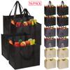 DIOMMELL 16 Pack Reusable Grocery Bags Large Foldable Heavy Duty Shopping Tote Produce Bag with Reinforced Handles for Groceries Clothes Vegetables Fruit, Black Gery Beige view 3