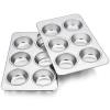 TeamFar 2 Packs Muffin Pan, Stainless Steel Muffin Cupcake Pan Tin Tray for Baking, for Mini Cakes/Tarts/Quiche, Healthy & Sturdy, Oven & Dishwasher Safe (6-Cup) view 1