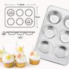 TeamFar 2 Packs Muffin Pan, Stainless Steel Muffin Cupcake Pan Tin Tray for Baking, for Mini Cakes/Tarts/Quiche, Healthy & Sturdy, Oven & Dishwasher Safe (6-Cup) view 3