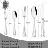 40-Piece Silverware Set, HaWare Stainless Steel Flatware Service for 8, Pearled Edge Tableware Cutlery Include Knife/Fork/Spoon, Beading Eating Utensil for Home, Mirror Polished, Dishwasher Safe view 2