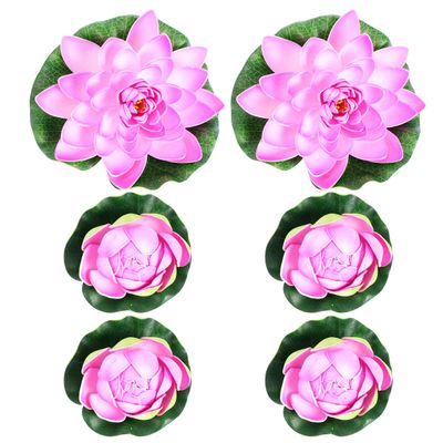 POPETPOP 6PCS Lotus Fake Pond Plants - Artificial Floating Water Lily Lotus Pool Decor - Realistic Water Lily Pads for Home Outdoor Patio Aquarium Wedding Party Decorations