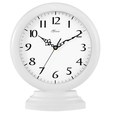 Retro Desk Clock Desk/Table Clock European Wood Clock | Living Room Bedroom Silent Vintage Quartz Desktop Clock Table Clock (Color : White, Size : High: 35cm/14in)