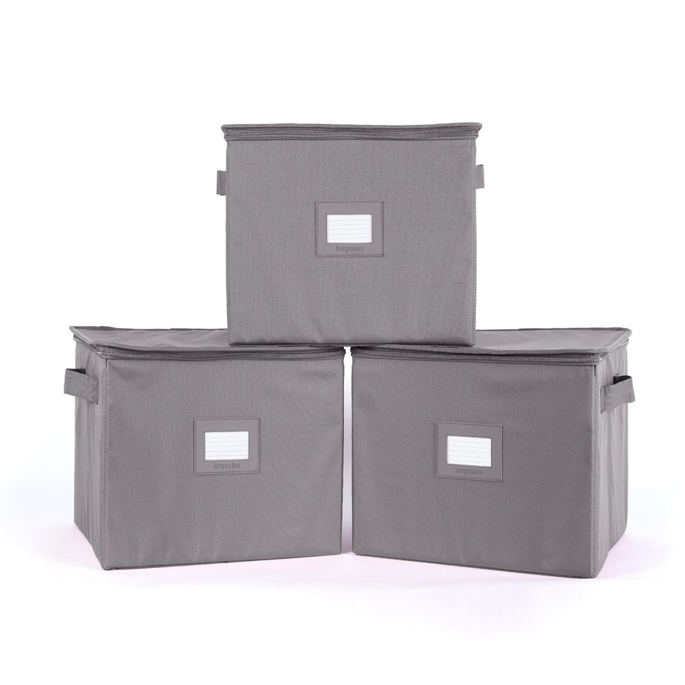 Covermates Keepsakes - Zip-Top Storage Box - Heavy Duty Polyester- Reinforced Handles - Stackable Design - Indoor Storage, Graphite