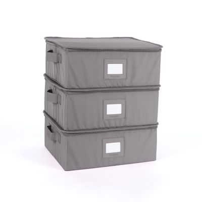 Covermates Keepsakes - Zip-Top Storage Box - Heavy Duty Polyester- Reinforced Handles - Stackable Design - Indoor Storage, Graphite