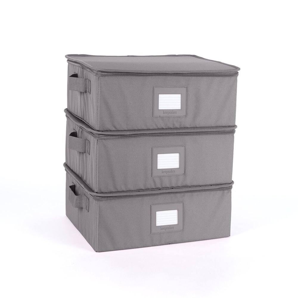 Covermates Keepsakes - Zip-Top Storage Box - Heavy Duty Polyester- Reinforced Handles - Stackable Design - Indoor Storage, Graphite