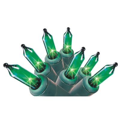 100-Count Teal Green Mini Christmas Lights, 34.1' Green Wire