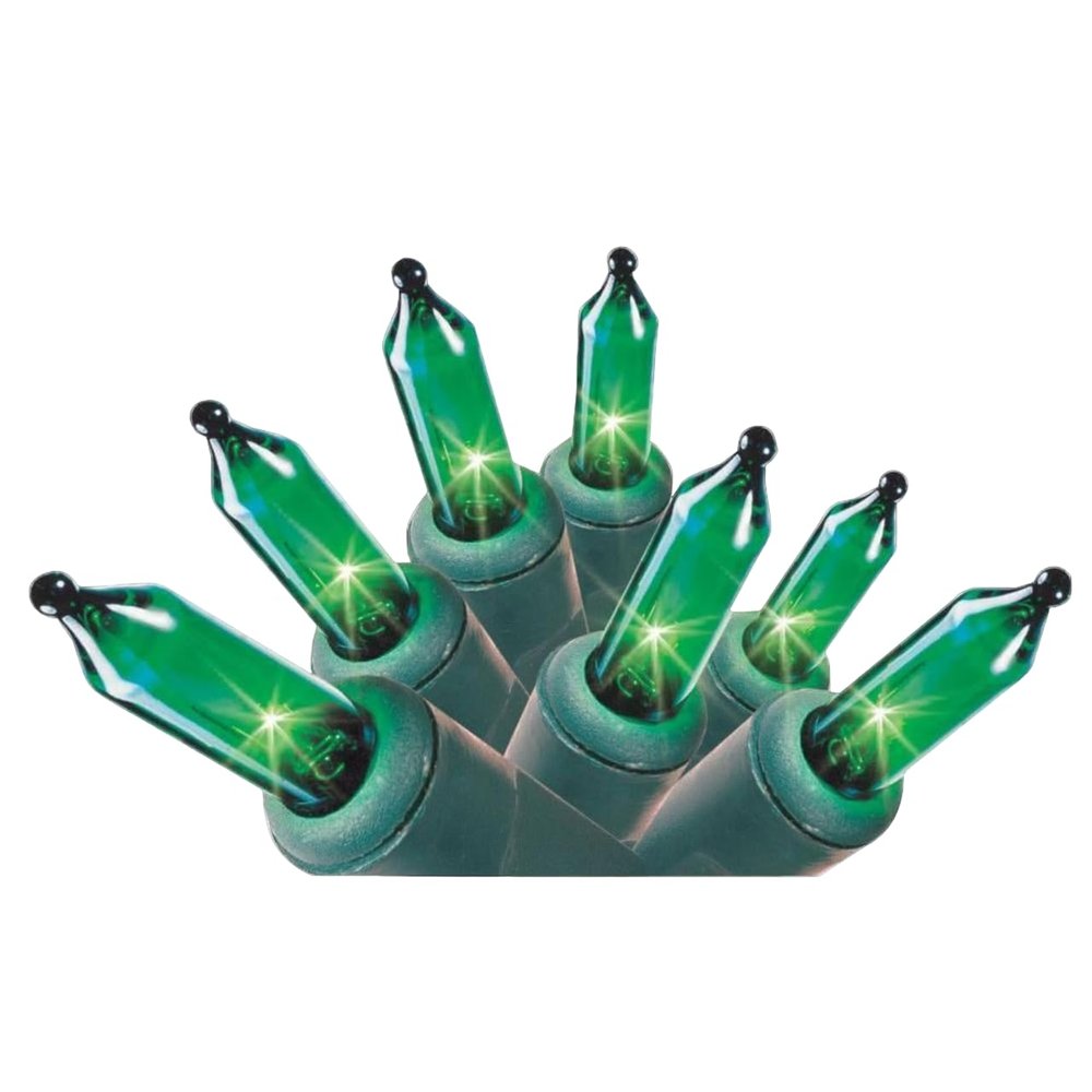 100-Count Teal Green Mini Christmas Lights, 34.1' Green Wire