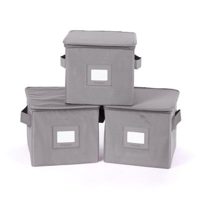 Covermates Keepsakes - Zip-Top Storage Box - Heavy Duty Polyester- Reinforced Handles - Stackable Design - Indoor Storage, Graphite