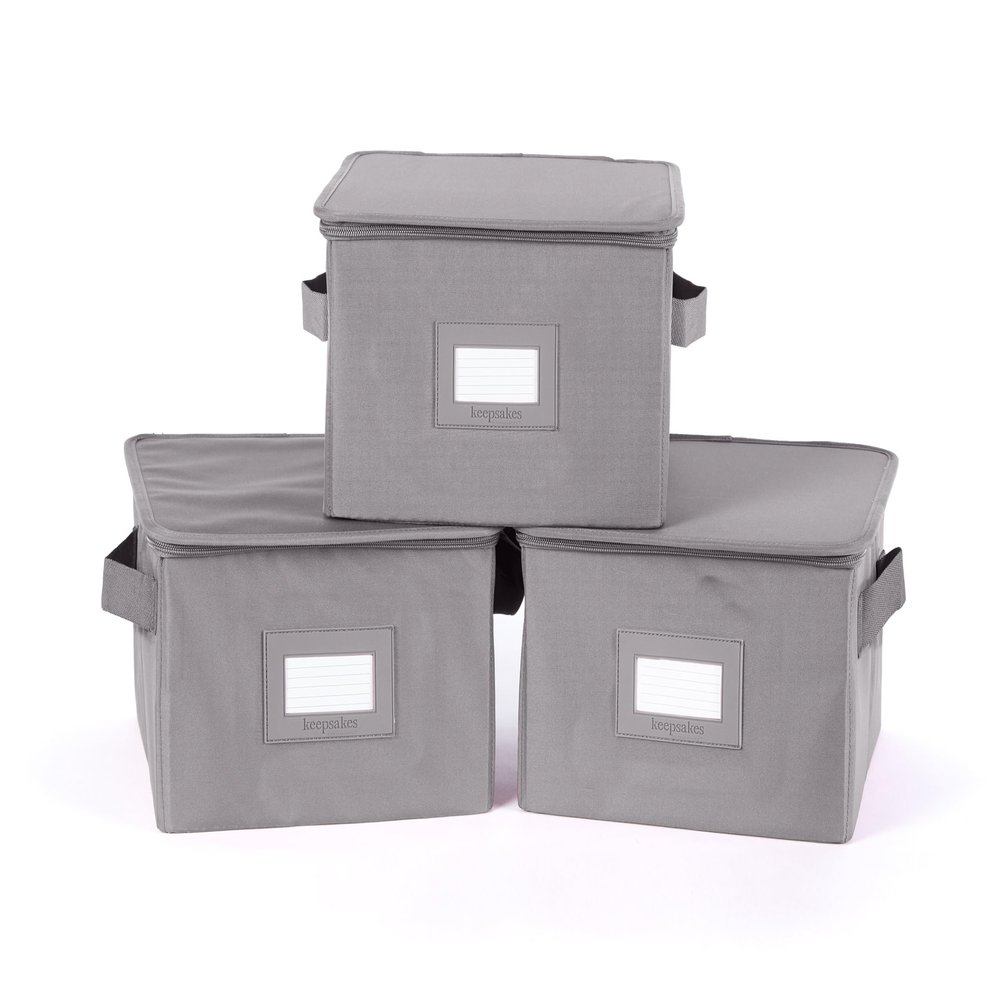 Covermates Keepsakes - Zip-Top Storage Box - Heavy Duty Polyester- Reinforced Handles - Stackable Design - Indoor Storage, Graphite