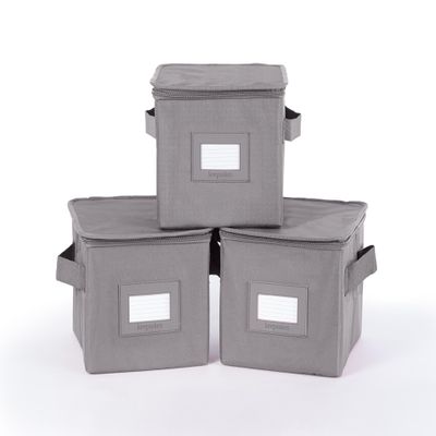 Covermates Keepsakes - Zip-Top Storage Box - Heavy Duty Polyester- Reinforced Handles - Stackable Design - Indoor Storage, Graphite
