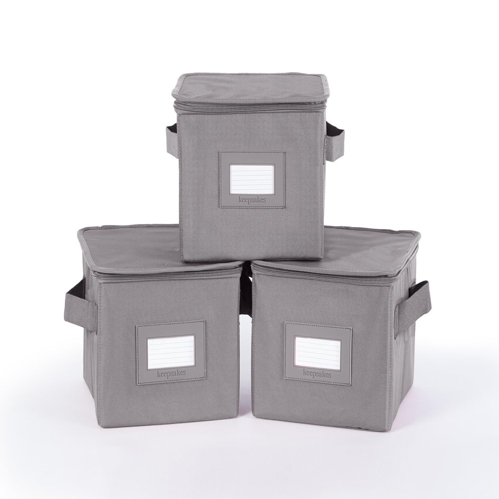 Covermates Keepsakes - Zip-Top Storage Box - Heavy Duty Polyester- Reinforced Handles - Stackable Design - Indoor Storage, Graphite
