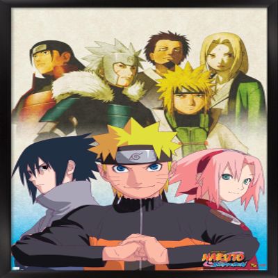 Trends International Naruto Shippuden - Key Art Wall Poster, 14.725" x 22.375", Black Framed Version