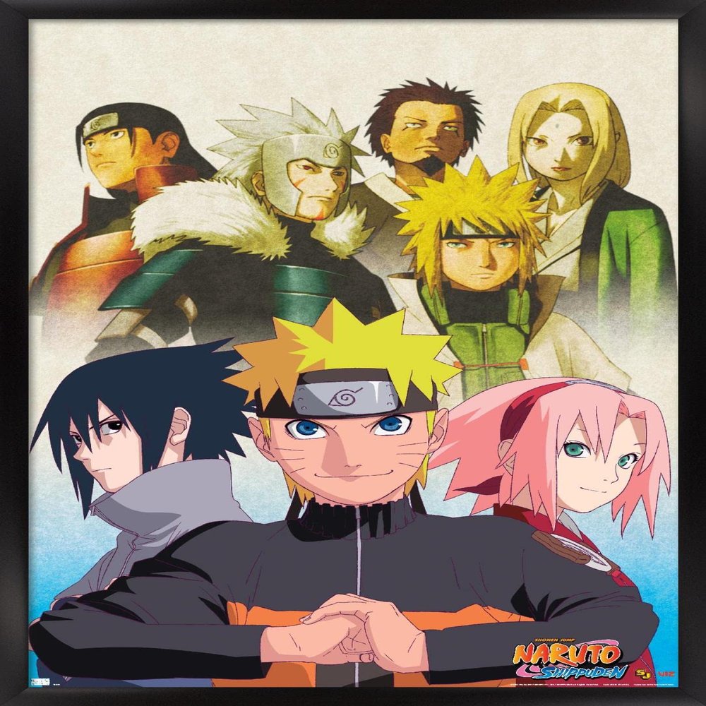 Trends International Naruto Shippuden - Key Art Wall Poster, 14.725" x 22.375", Black Framed Version