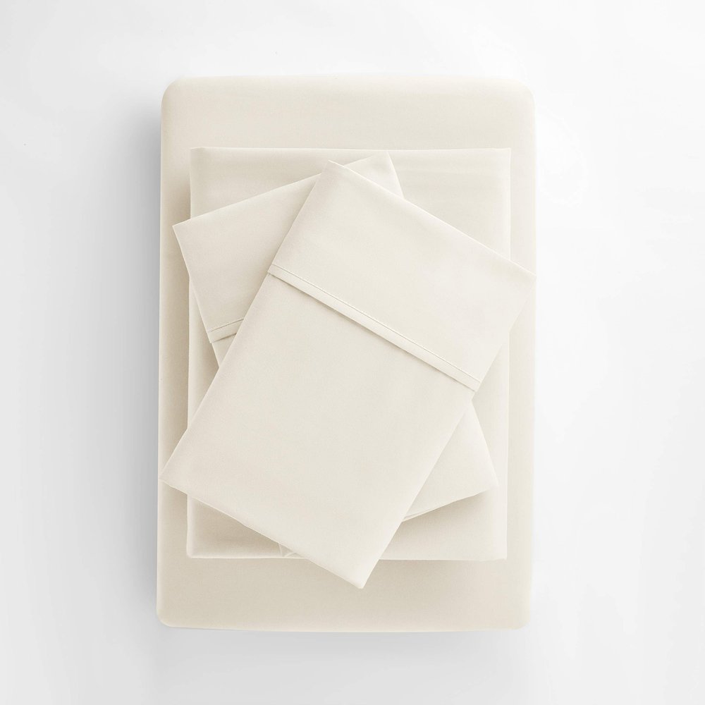 800-Thread-Count 5-Pc Split King Ivory Sheet Set-100% Egyptian Cotton Bed Sheets, Split King Sheets Sets for Adjustable Beds, Long Staple Cotton Split Sheets, 24'' Deep Pockets