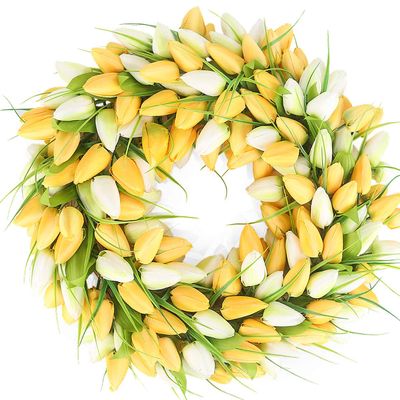 BOMAROLAN Tulip Wreath 20 Inch for Front Door Summer Fall Large Wreaths Springtime All Year Around for Outdoor Door Indoor Wall Or Window Dcor Festival Decoration
