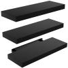 AMADA HOMEFURNISHING Floating Shelves Black, Wall Shelves with Invisible Brackets for Bedroom, Bathroom, Living Room, Kitchen, Set of 3 - AMFS07 view 1