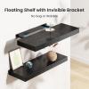 AMADA HOMEFURNISHING Floating Shelves Black, Wall Shelves with Invisible Brackets for Bedroom, Bathroom, Living Room, Kitchen, Set of 3 - AMFS07 view 4