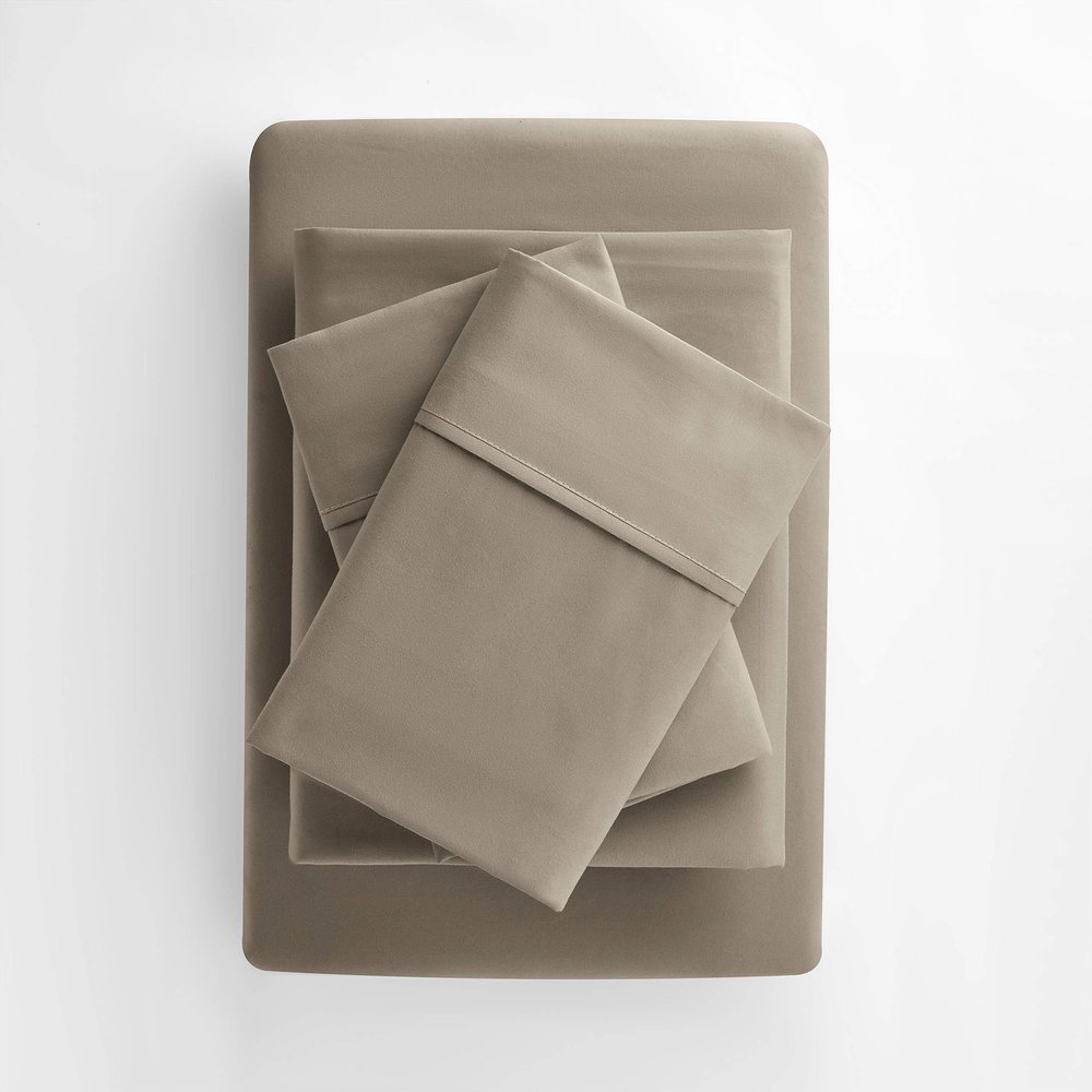 Top Split King Sheets-Taupe- 800 TC 100% Egyptian Cotton Bed Sheets, Top Split Head King Sheets Sets for Adjustable Beds, Split Top King Fitted Sheet, Fits Mattress Upto 24'' Deep Pockets