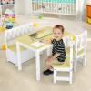 Costzon 2 in 1 Kids Table and Chair Set, Wood Activity Table with Toy Storage Bench & 2 Chairs for Children Reading, Arts, Crafts, Snack Time, Homework, Playroom, Toddler Table and Chairs (Natural) view 2
