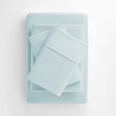 800-Thread-Count 5-Pc Split King Aqua Blue Sheet Set-100% Egyptian Cotton Bed Sheets, Split King Sheets Sets for Adjustable Beds, Long Staple Cotton Split Sheets, 24'' Deep Pockets