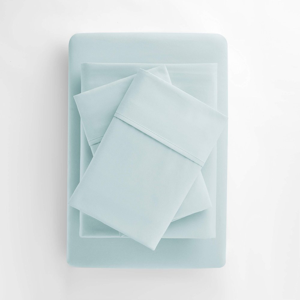800-Thread-Count 5-Pc Split King Aqua Blue Sheet Set-100% Egyptian Cotton Bed Sheets, Split King Sheets Sets for Adjustable Beds, Long Staple Cotton Split Sheets, 24'' Deep Pockets