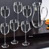 100195-SW, Jeweled Crystal Wine Glasses on Long Stem and Decanter Set, Red Wine Goblets + Carafe Inlaid with Crystals, 1+6-Piece Set view 3