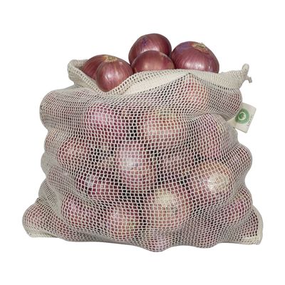 Cotton Mesh Produce Bags - Washable, Organic Cotton Vegetable Storage Bags - Large Net Mesh Onion & Potato Storage Sacks - 14"x18" (6 XL)