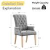 adochr Upholstered Fabric Accent Dining Chair, Elegant Tufted Club Dining Room Kitchen Room Arm Dining Chair, Light Grey view 2
