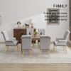 adochr Upholstered Fabric Accent Dining Chair, Elegant Tufted Club Dining Room Kitchen Room Arm Dining Chair, Light Grey view 3