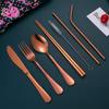 Travel Utensils,Reusable Silverware Set To Go Portable Cutlery Set with a Waterproof Carrying Case for Lunch Boxes Workplace Camping Picnic (Rosegold) view 3