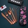 Travel Utensils,Reusable Silverware Set To Go Portable Cutlery Set with a Waterproof Carrying Case for Lunch Boxes Workplace Camping Picnic (Rosegold) view 4