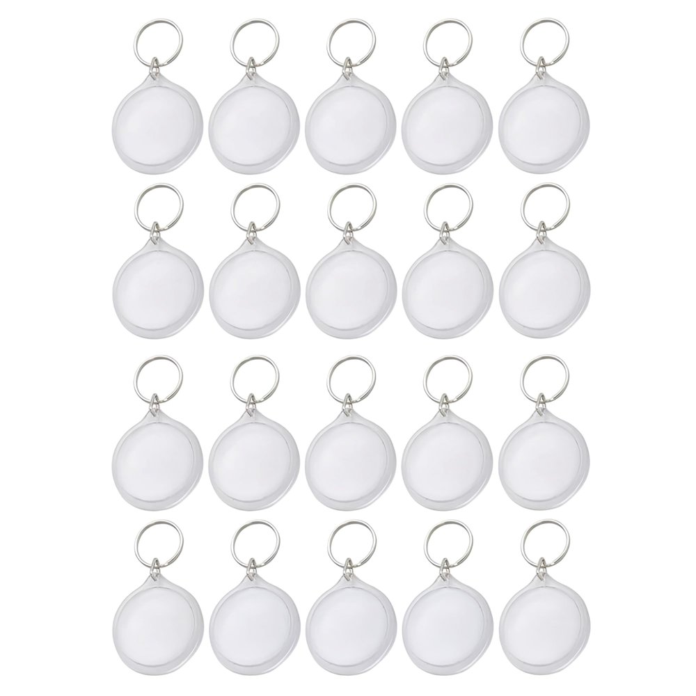 NARAMAX 25 Sets Acrylic Photo Snap in Round Photo Keychain Circular Photo Keychain Blank Keyring Transparent Photo Frame Keyring with Split Key Chain for Office School or Home DIY Picture
