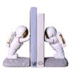 Joyvano Astronaut Bookends - Space Decor for Kids Rooms & Home Office - Heavy Duty Book Holders with Anti-Slip Base - Cool Unique Design (Gold) view 1