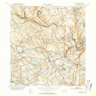 1953 Newtown, CT - - USGS Historical Topographic Wall Art - 44in x 55in, Large Wall Art Map