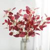 Artificial Eucalyptus Flower Fake Faux Eucalyptus Bouquet for DIY Craft Floral Arrangement Wedding Home Decoration - Red view 4