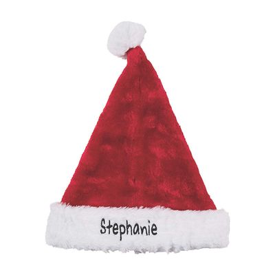 Fun Express Personalized Deluxe Plush Santa Hat - Apparel Accessories - 1 Piece