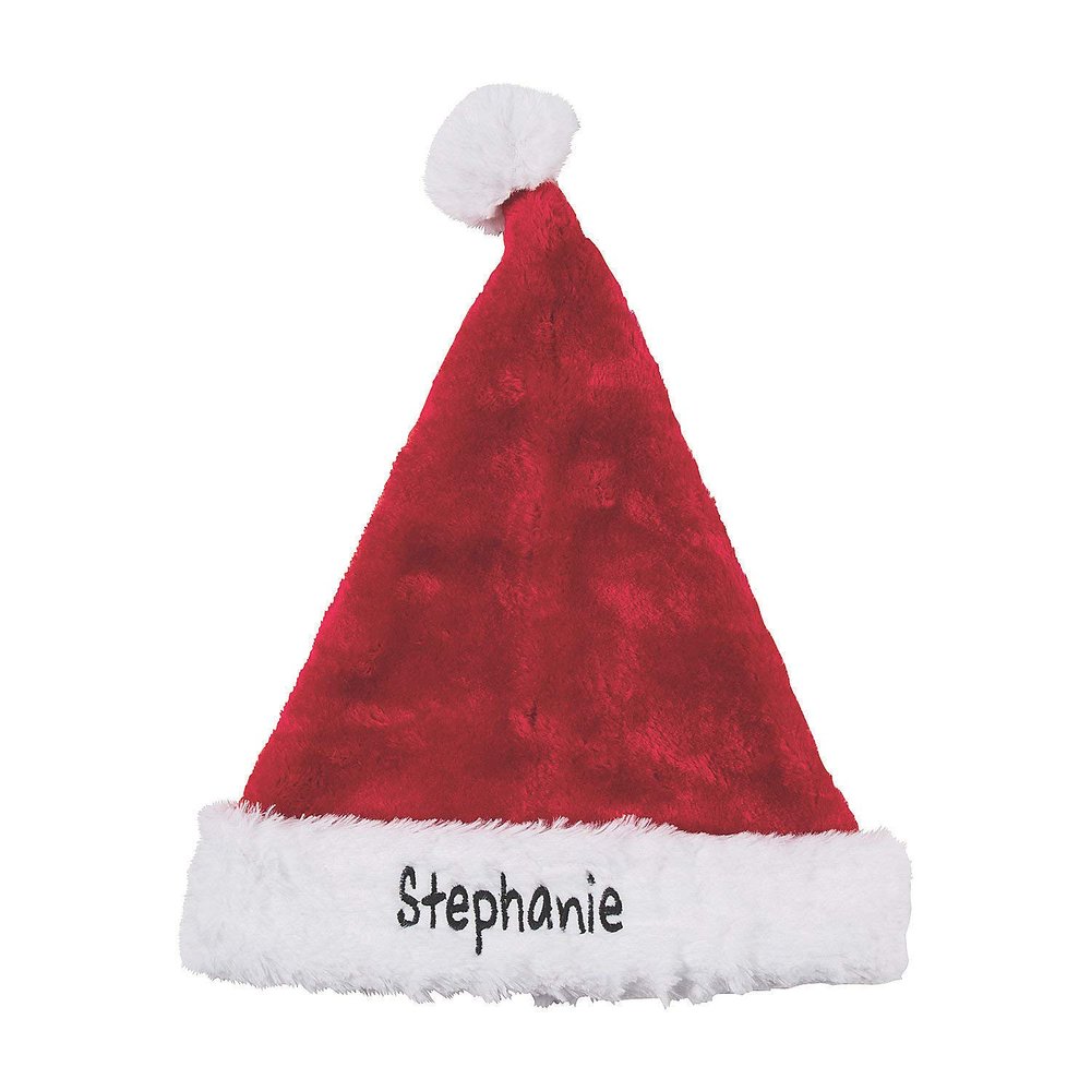 Fun Express Personalized Deluxe Plush Santa Hat - Apparel Accessories - 1 Piece