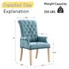 adochr Upholstered Fabric Accent Dining Chair, Elegant Tufted Club Dining Room Kitchen Room Arm Dining Chair, Light Blue view 2